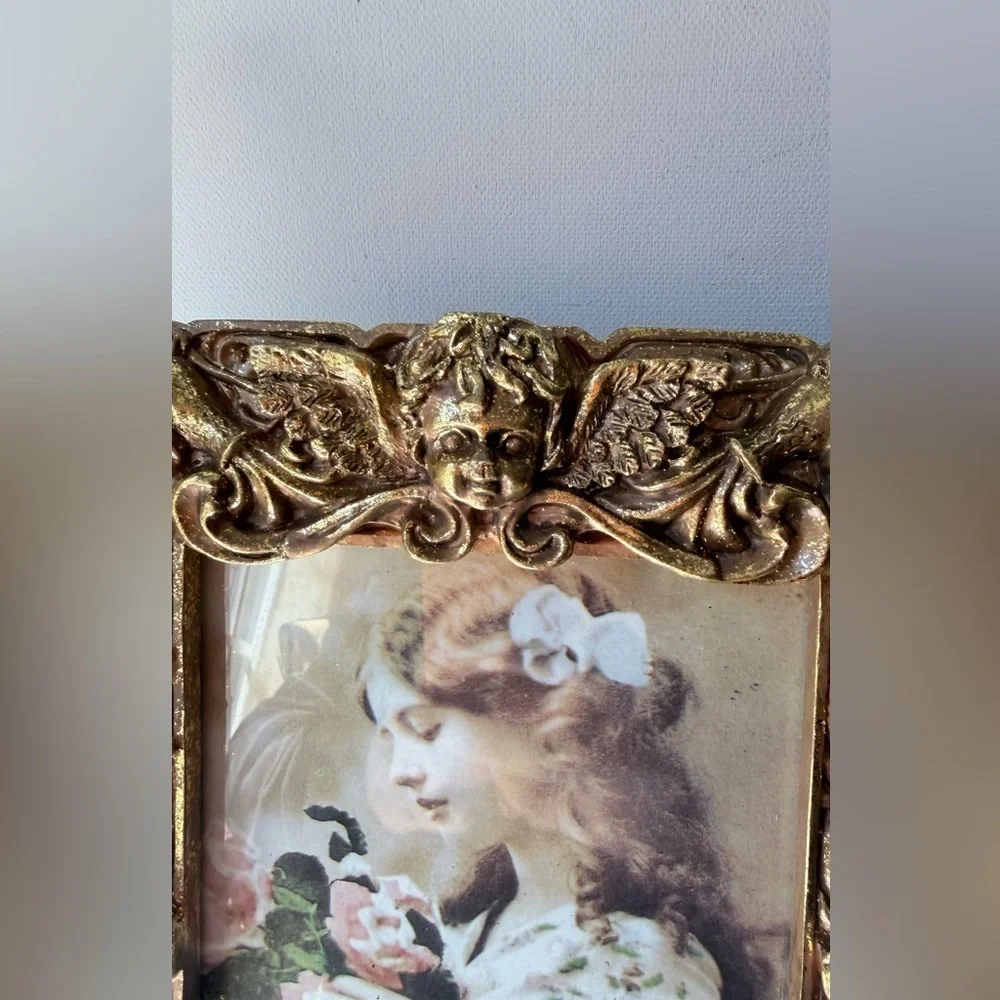 Vintage Ornate Gold Cherub Picture Frame - Decorative Home Accent 5”x7” photo